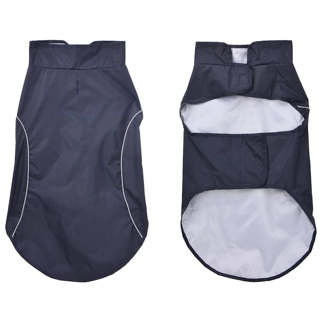 Hunde regnfrakk med refleksstrimler polyester marineblå L