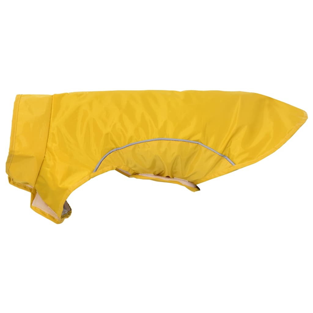 Hunde regnfrakk med refleksstrimler polyester gul XS
