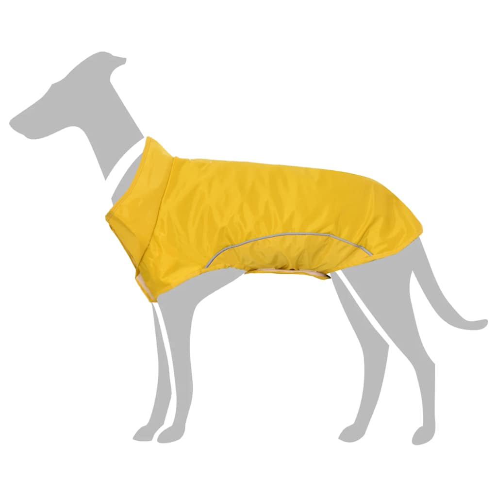 Hunde regnfrakk med refleksstrimler polyester gul XL