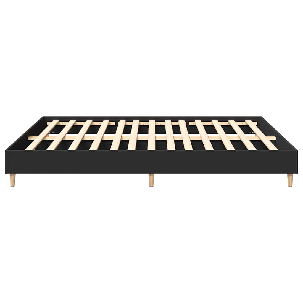 Sengeramme uten madrass svart 200x200 cm konstruert tre