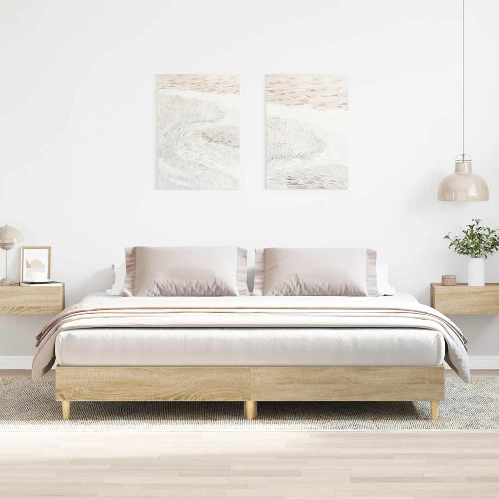 Sengeramme uten madrass sonoma eik 200x200 cm konstruert tre