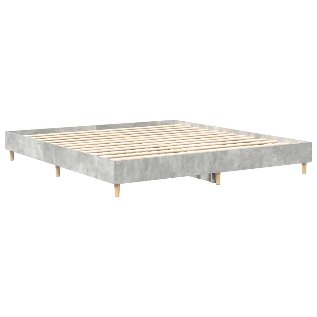 Sengeramme uten madrass betonggrå 200x200 cm konstruert tre
