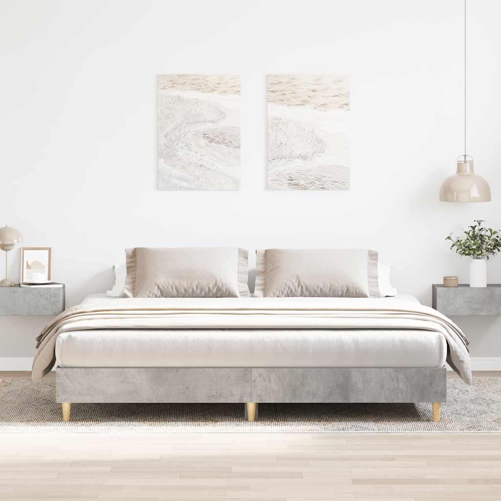 Sengeramme uten madrass betonggrå 200x200 cm konstruert tre