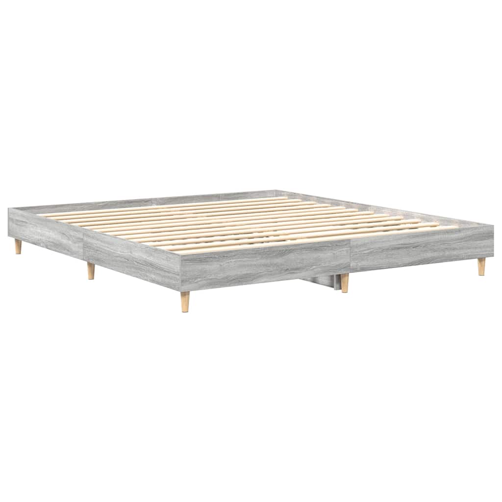Sengeramme uten madrass grå sonoma 200x200 cm konstruert tre