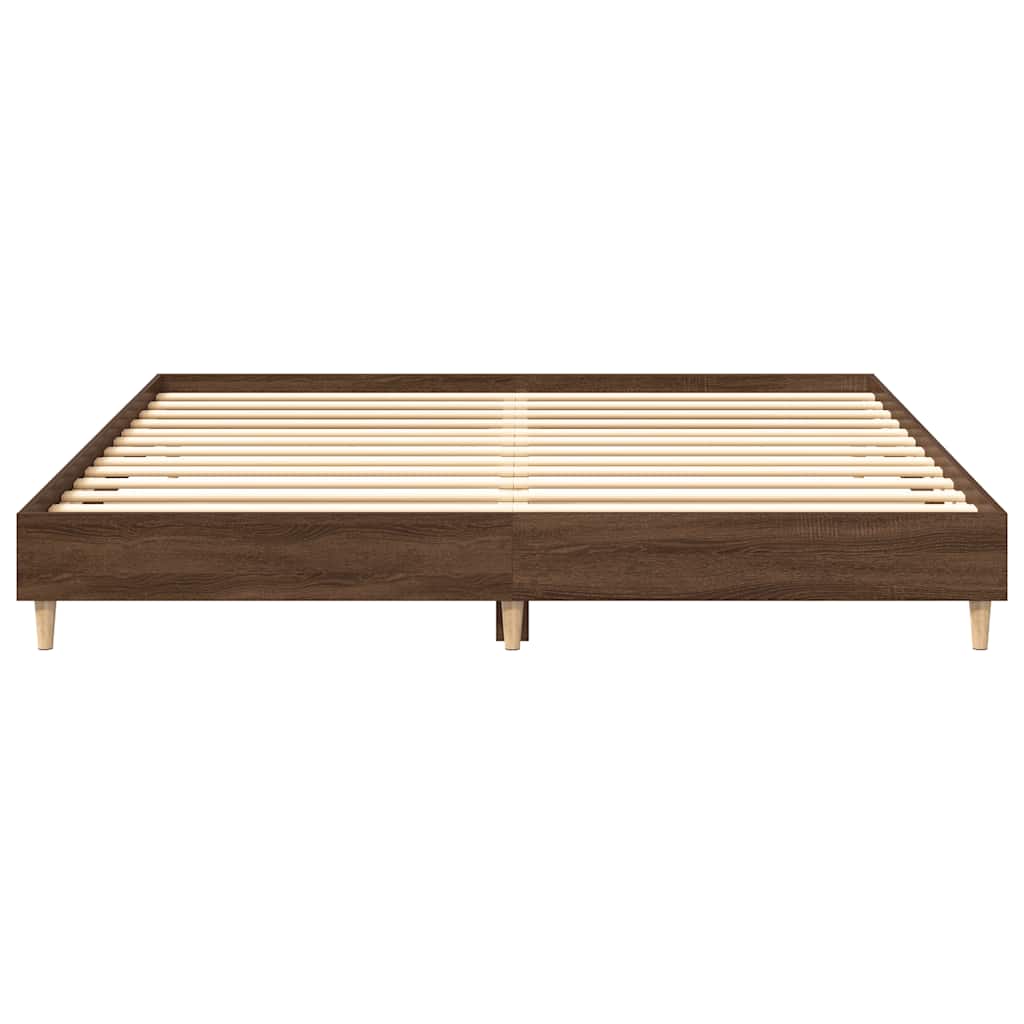 Sengeramme uten madrass brun eik 200x200 cm konstruert tre