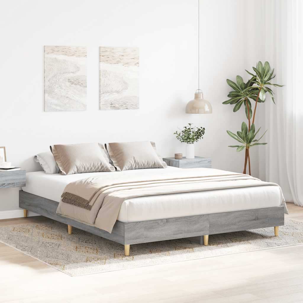 Sengeramme uten madrass grå sonoma 140x200 cm konstruert tre