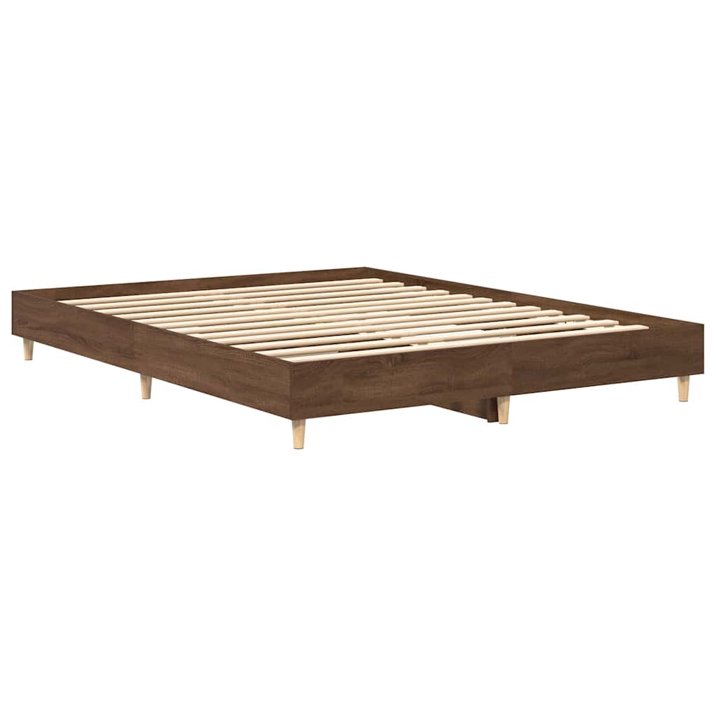 Sengeramme uten madrass brun eik 140x200 cm konstruert tre