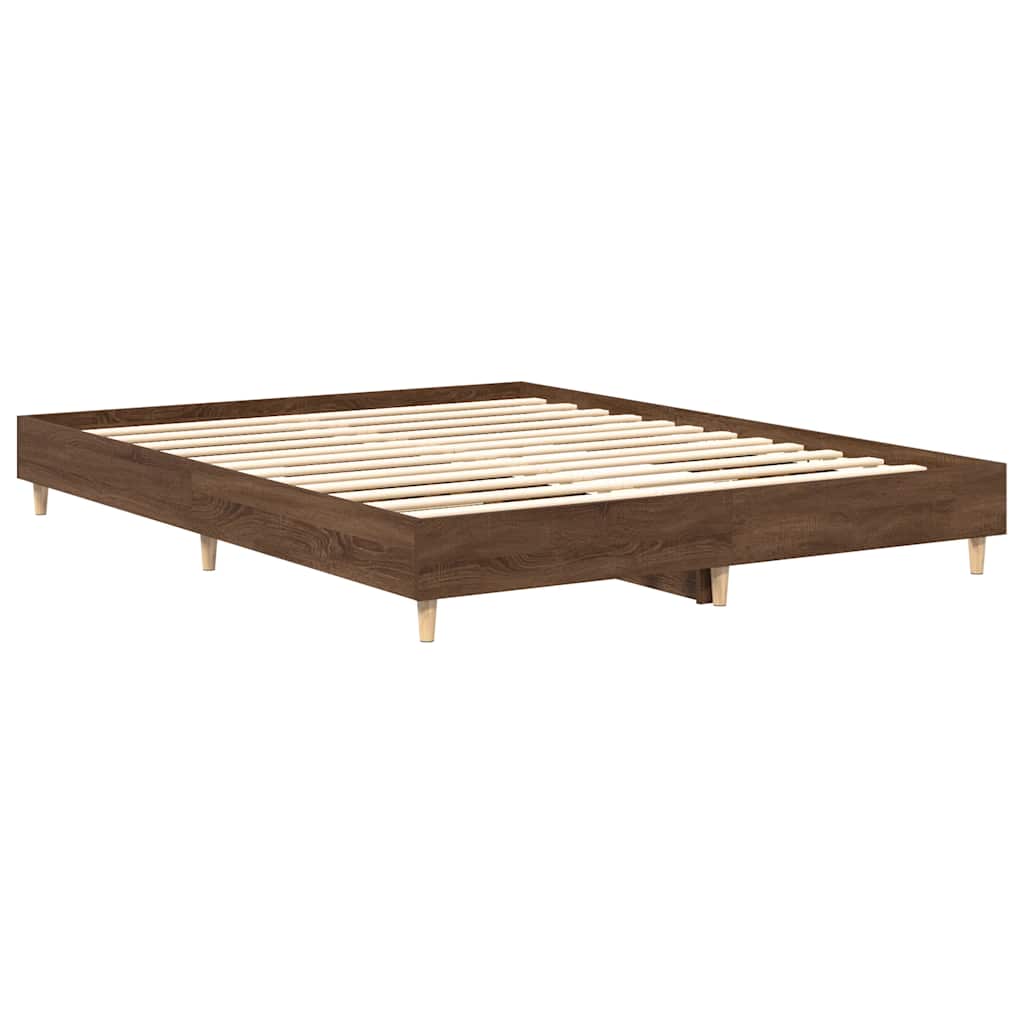 Sengeramme uten madrass brun eik 140x200 cm konstruert tre
