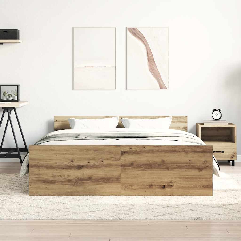 Sengeramme uten madrass artisan eik 140x190 cm konstruert tre