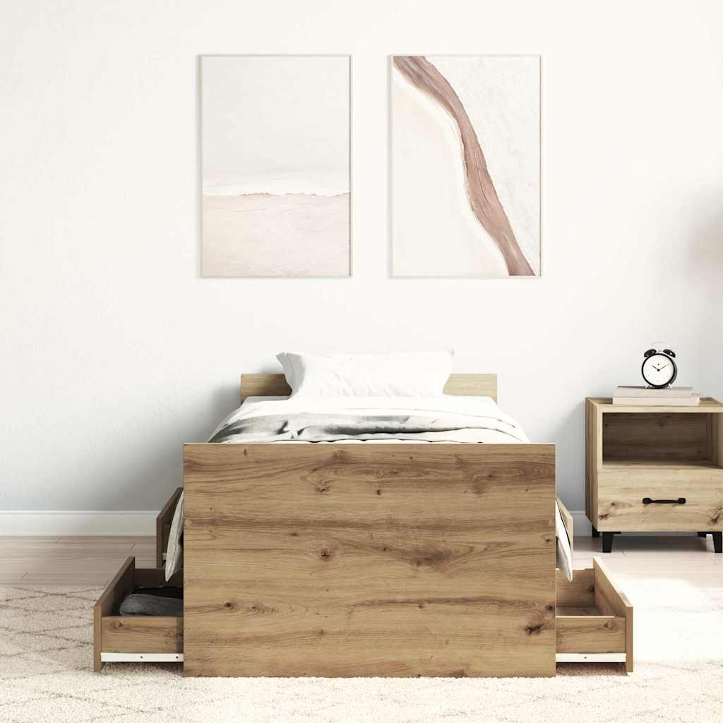 Sengeramme uten madrass artisan eik 90x200 cm konstruert tre