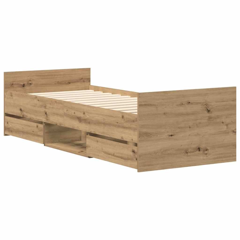 Sengeramme uten madrass artisan eik 90x200 cm konstruert tre