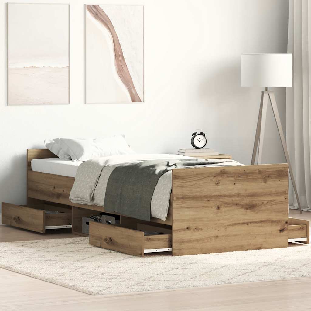 Sengeramme uten madrass artisan eik 90x200 cm konstruert tre