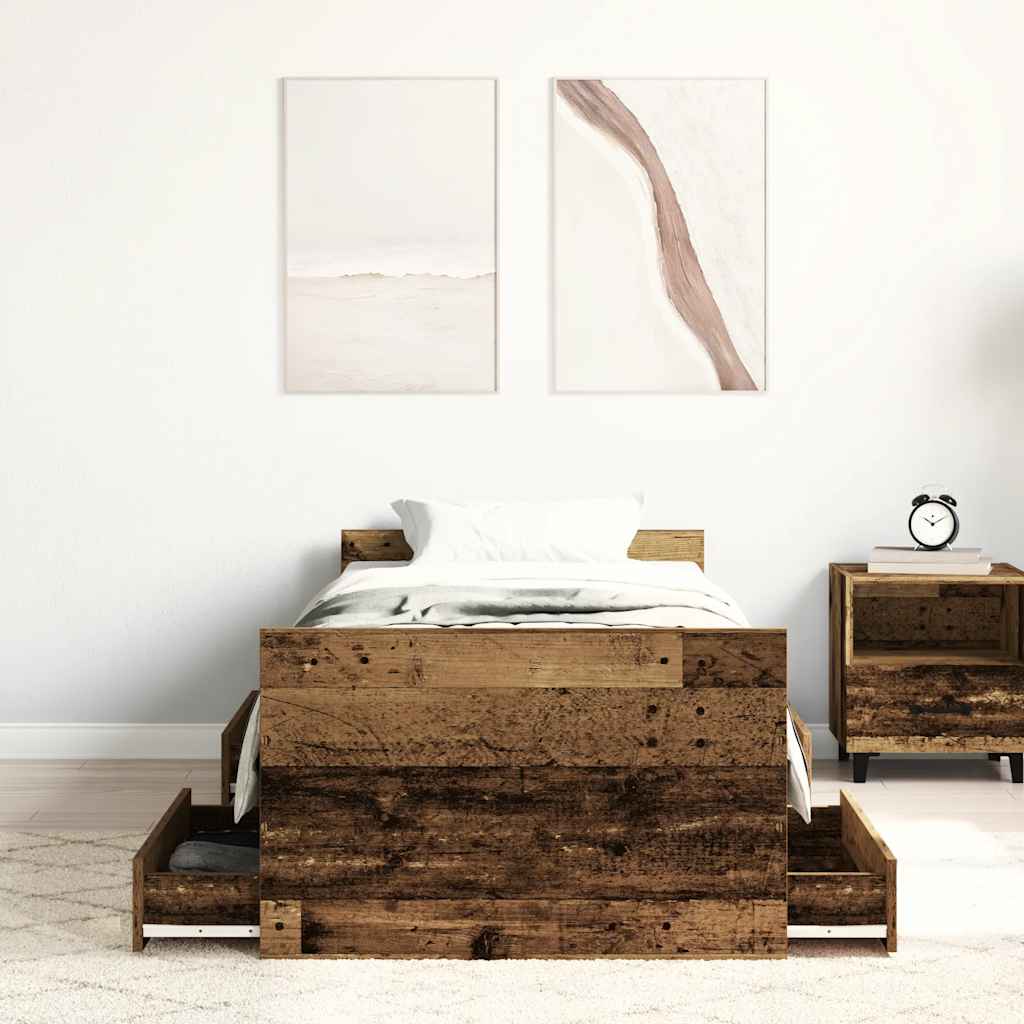 Sengeramme uten madrass gammelt tre 90x190 cm konstruert tre