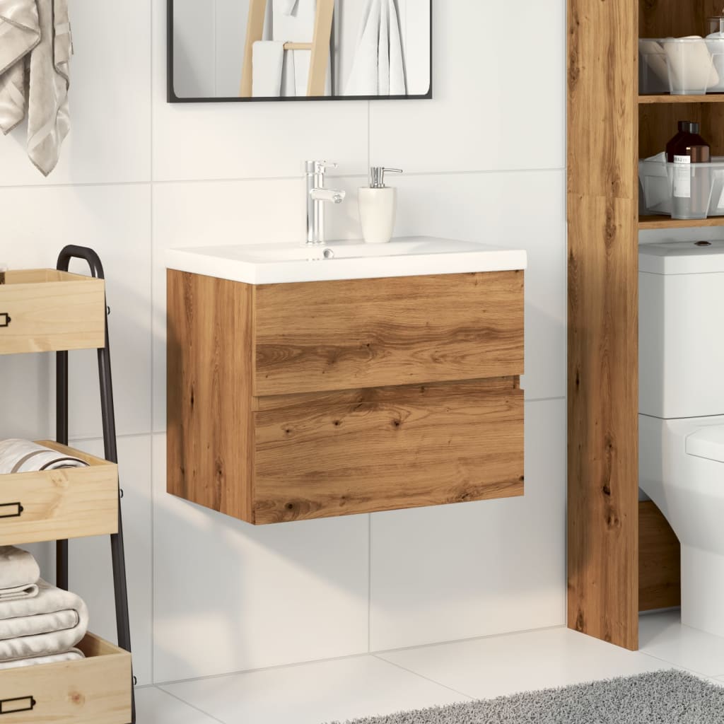 Servantskap med innebygd kum artisan eik