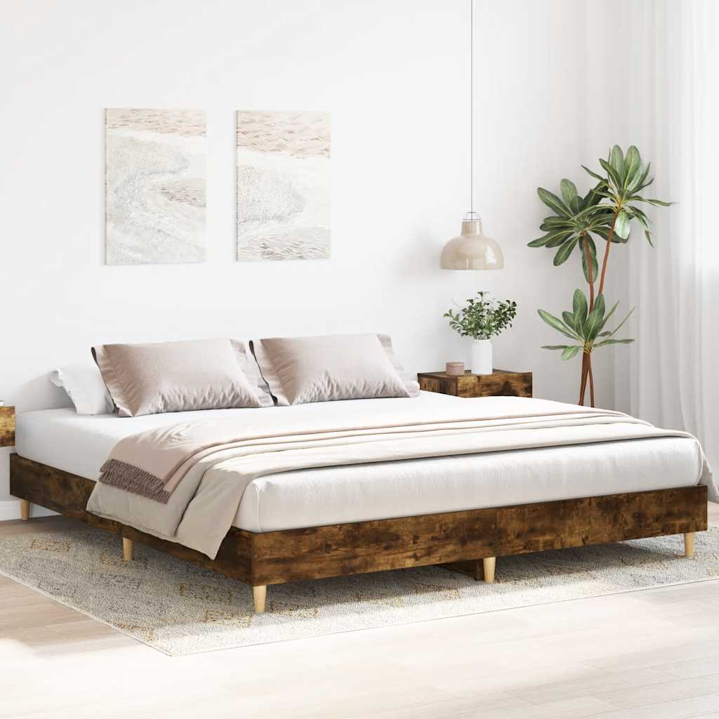 Sengeramme uten madrass røkt eik 180x200 cm konstruert tre