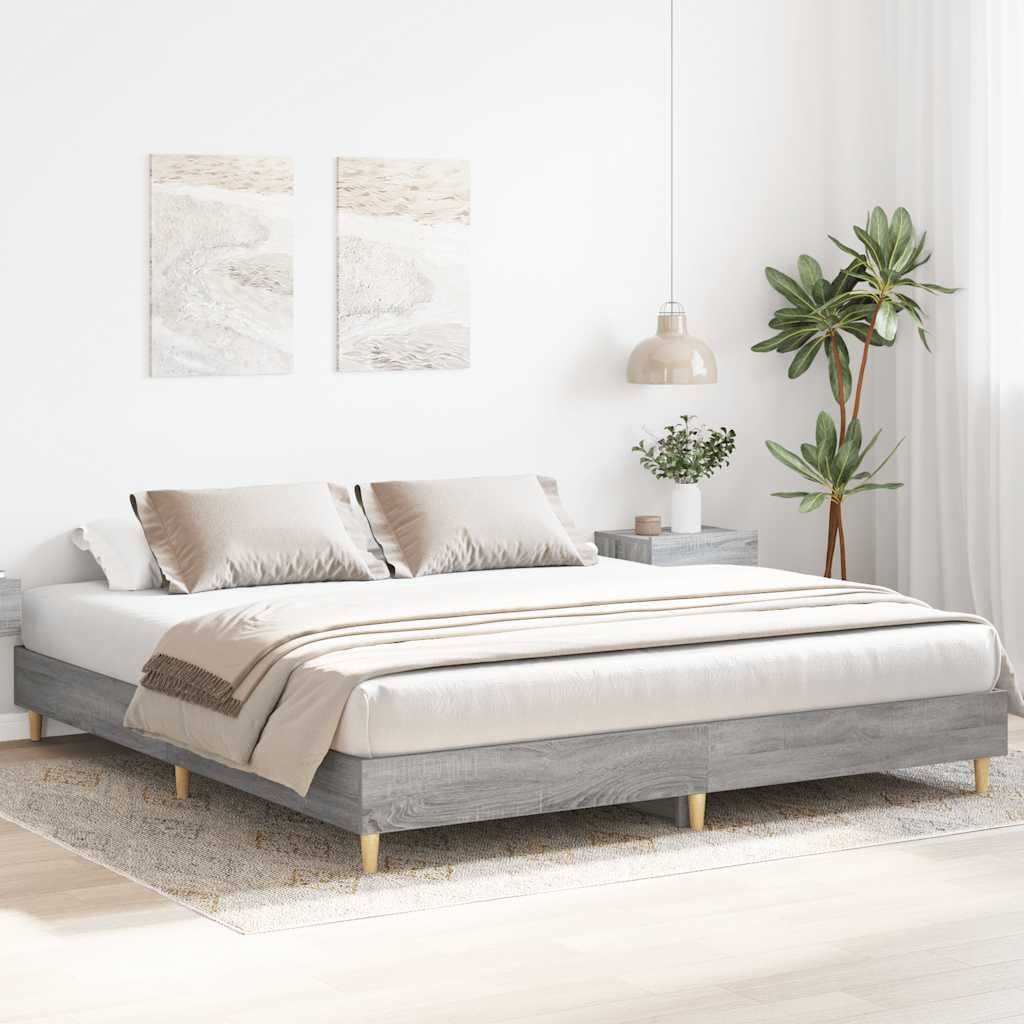 Sengeramme uten madrass grå sonoma 180x200 cm konstruert tre