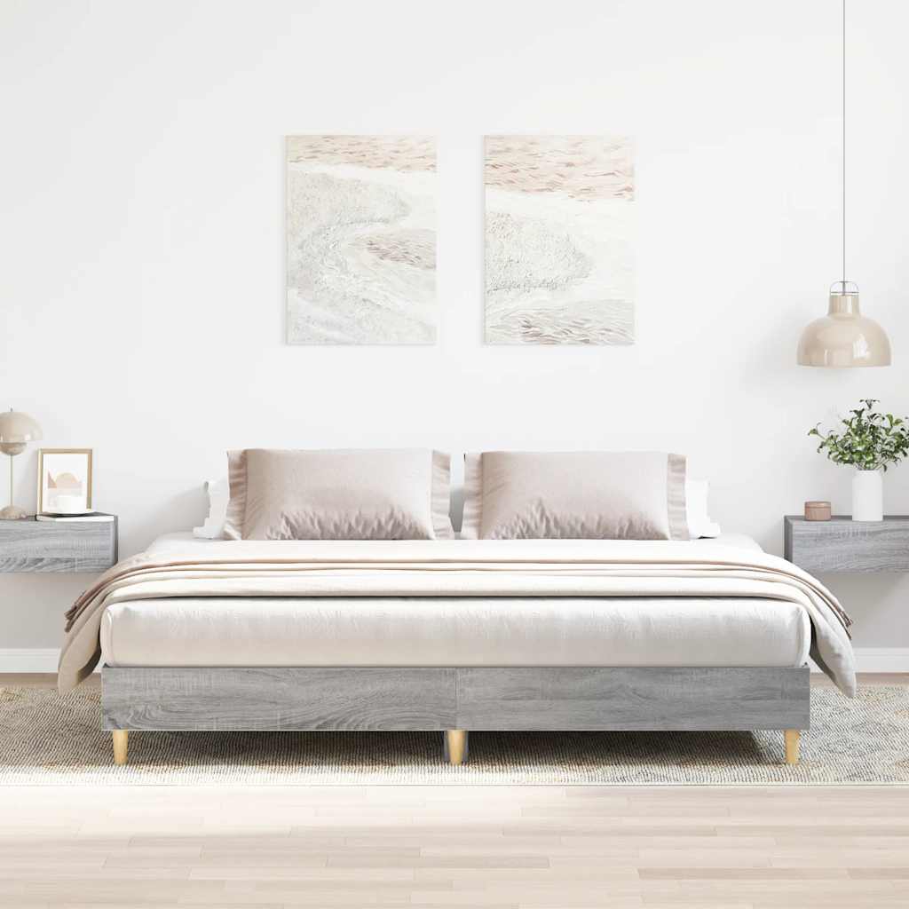 Sengeramme uten madrass grå sonoma 180x200 cm konstruert tre