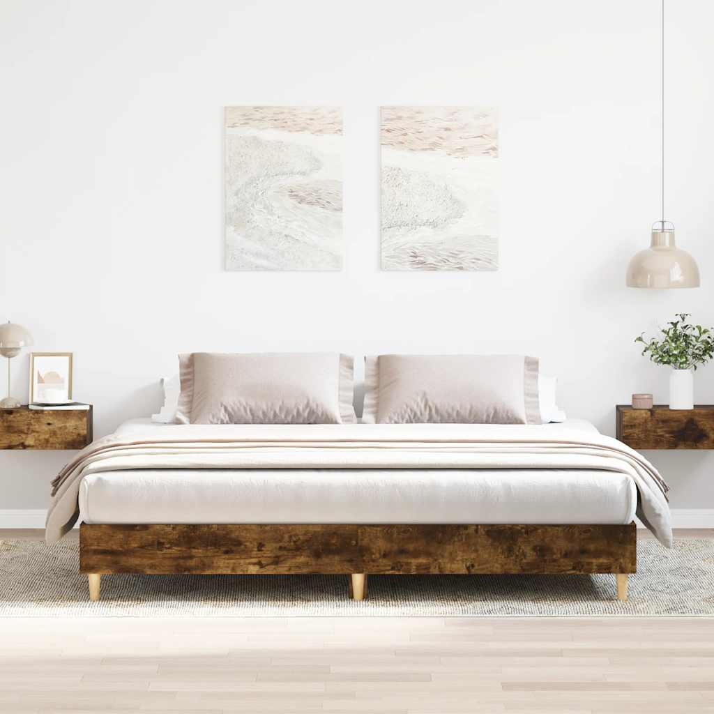 Sengeramme uten madrass røkt eik 160x200 cm konstruert tre