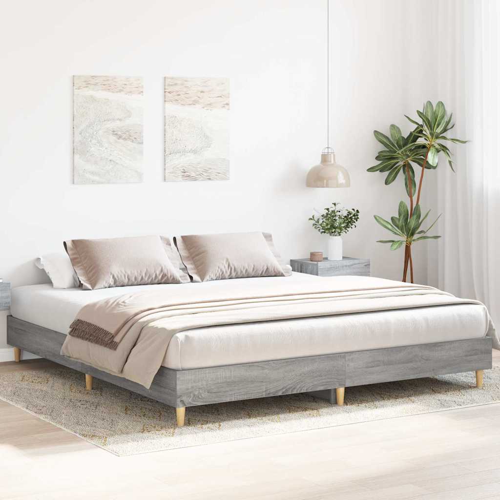 Sengeramme uten madrass grå sonoma 160x200 cm konstruert tre