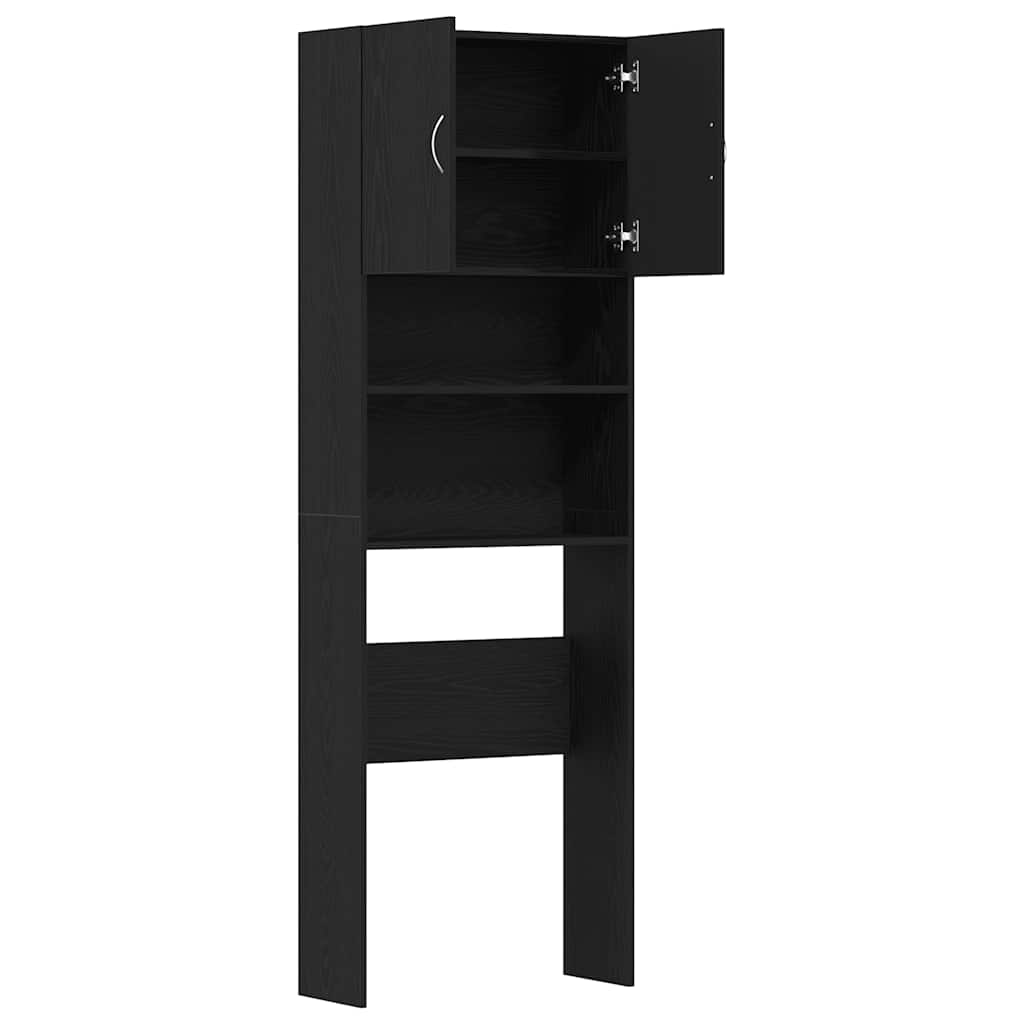 Vaskemaskinskap svart eik 64x24x190 cm konstruert tre