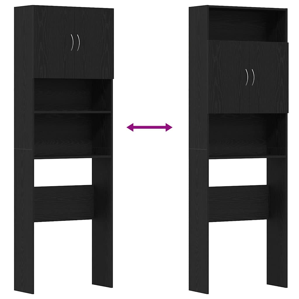 Vaskemaskinskap svart eik 64x24x190 cm konstruert tre