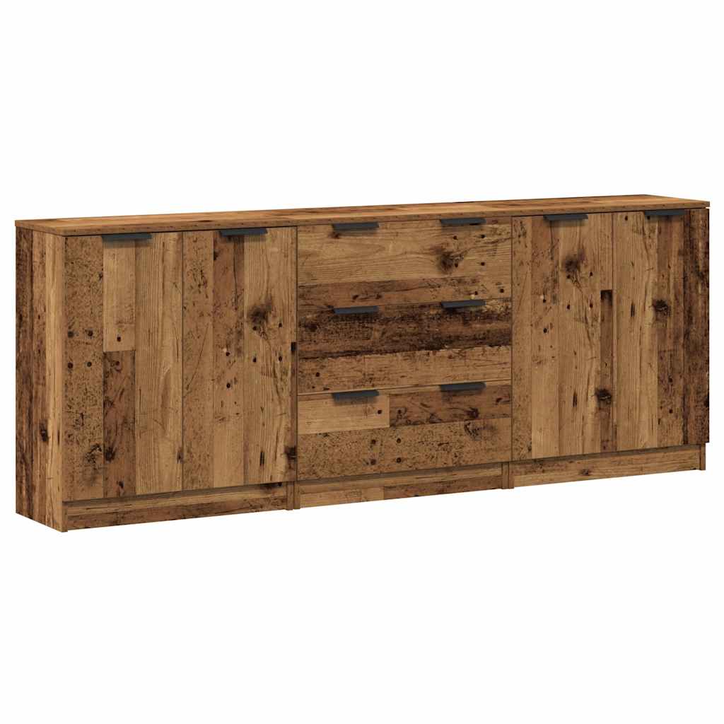 Skjenker 3 stk gammelt tre 60x30x70 cm konstruert tre vidaXL