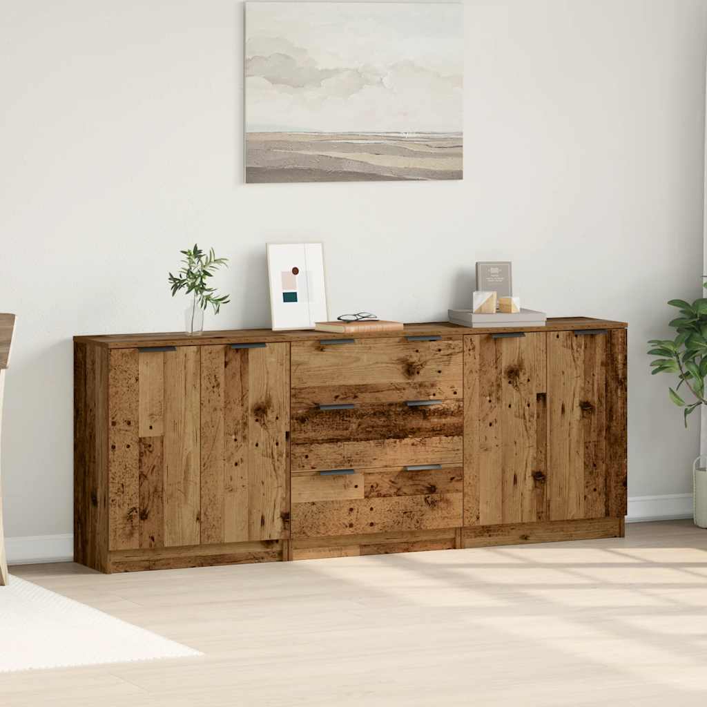 Skjenker 3 stk gammelt tre 60x30x70 cm konstruert tre vidaXL