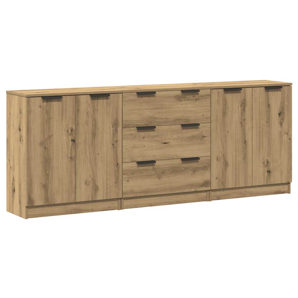 Skjenker 3 stk brun eik 60x30x70 cm konstruert tre vidaXL