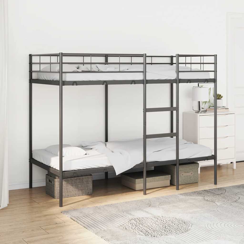Køyeseng uten madrass svart 90x190 cm stål