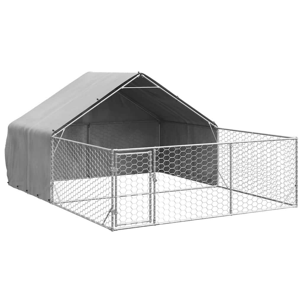 Utendørs hundekennel med løpegård 4x3x1,9 m galvanisert stål