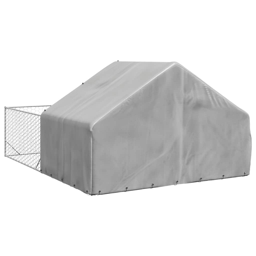 Utendørs hundekennel med løpegård 4x3x1,9 m galvanisert stål