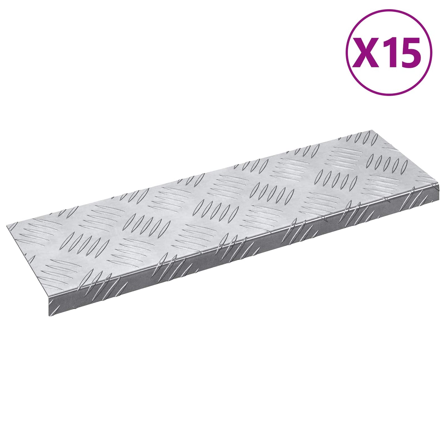 Trinn Rektangulær 15 pcs sølv 60 x 18 x 2,5 cm Aluminium