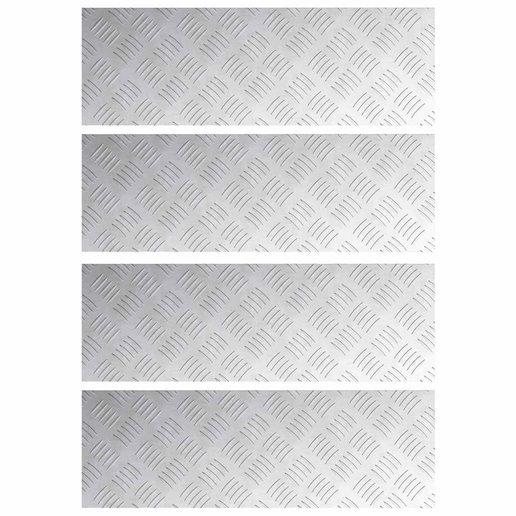 Trinn Rektangulær 4 pcs sølv 60 x 20 cm Aluminium