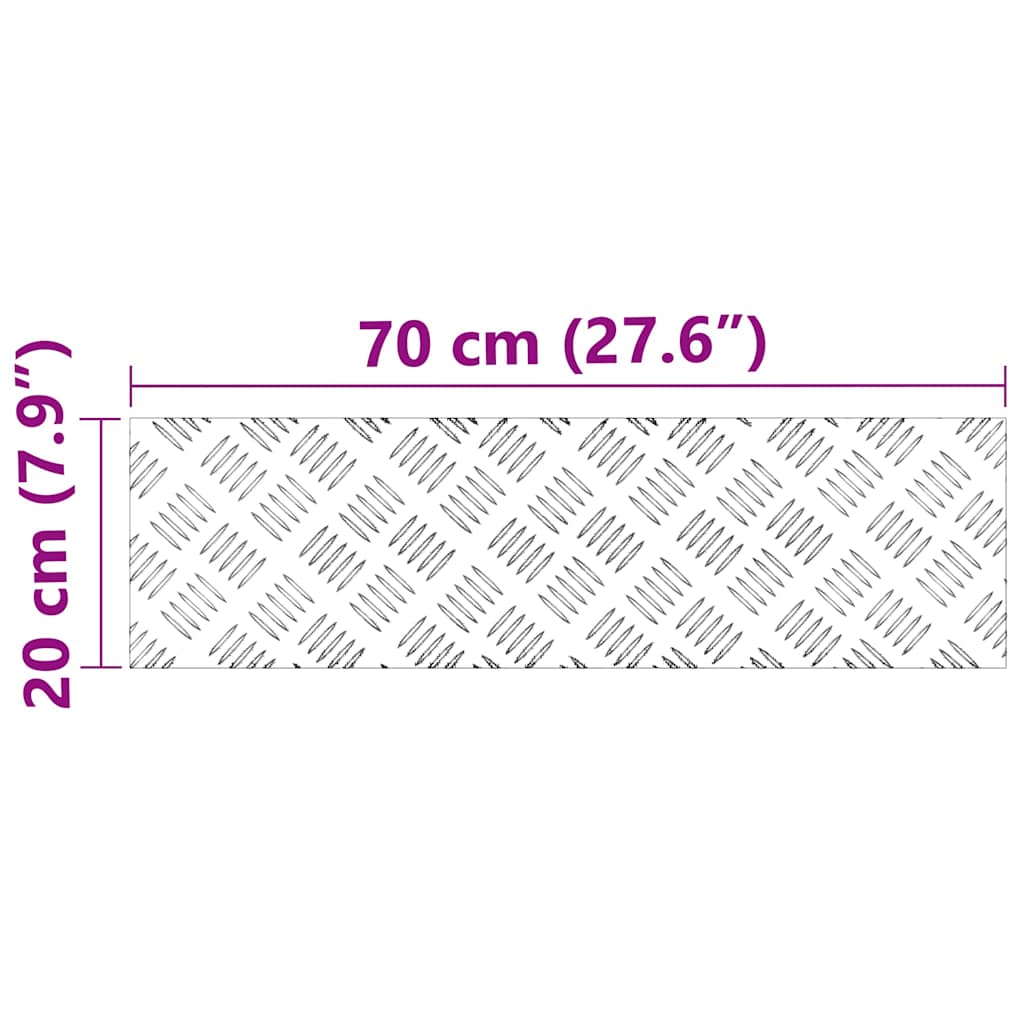 Trinn Rektangulær 4 pcs sølv 70 x 20 cm Aluminium
