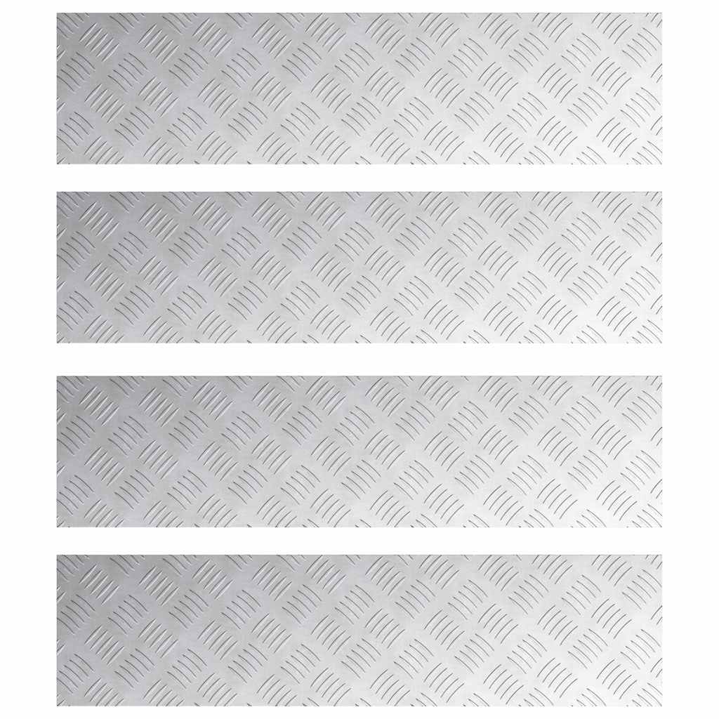 Trinn Rektangulær 4 pcs sølv 80 x 20 cm Aluminium