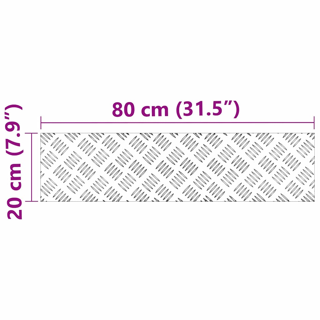 Trinn Rektangulær 2 pcs sølv 80 x 20 cm Aluminium
