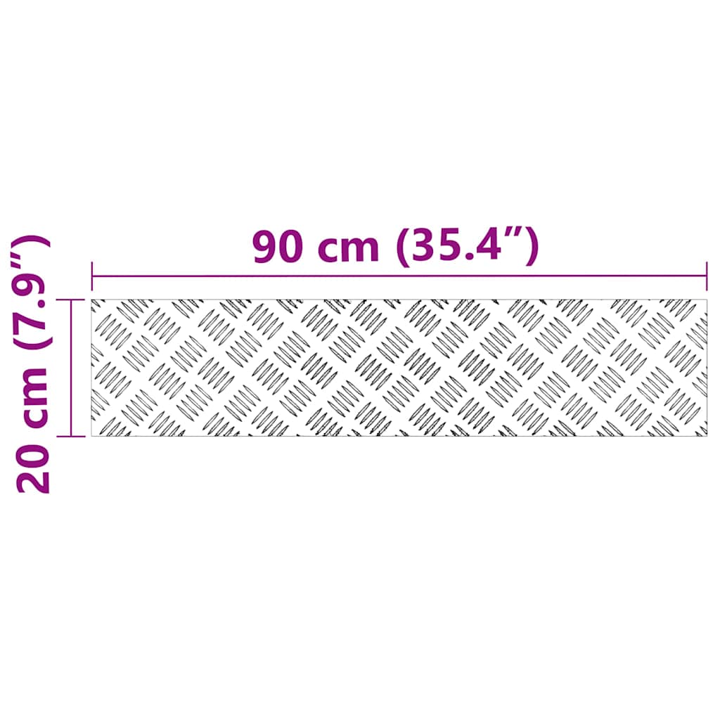 Trinn Rektangulær 4 pcs sølv 90 x 20 cm Aluminium