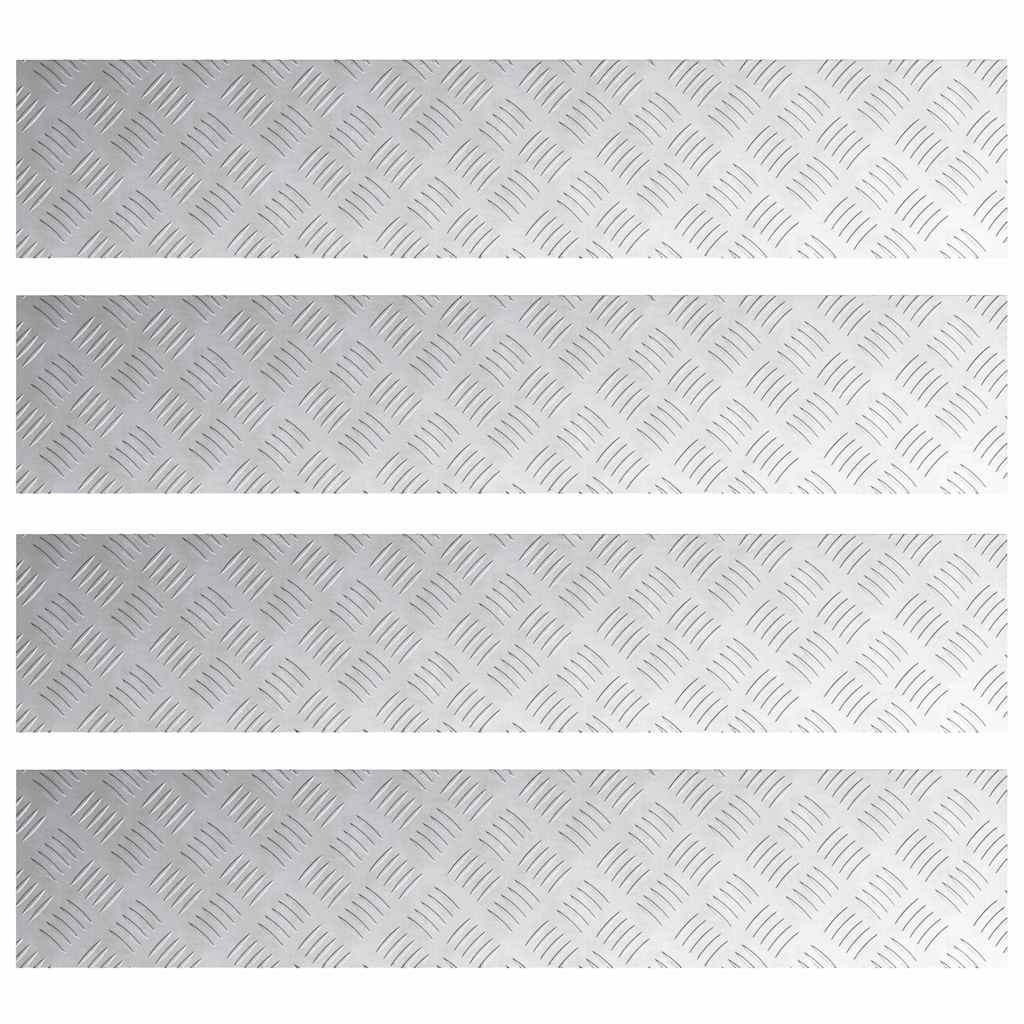 Trinn Rektangulær 4 pcs sølv 100 x 20 cm Aluminium