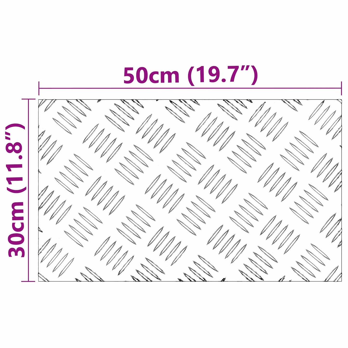 Trinn 2 stk. 50 x 30 cm sølv Aluminium Rektangulær
