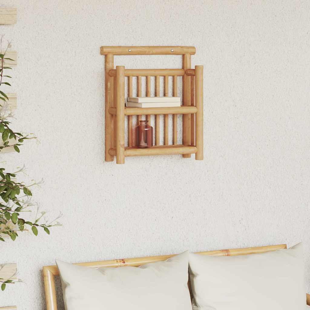 Vegghylle med hylle Veggmontert Naturlig 40 x 13 x 44 cm Bambus