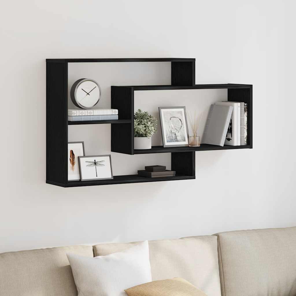 Vegghylle svart eik 104x20x58,5 cm konstruert tre