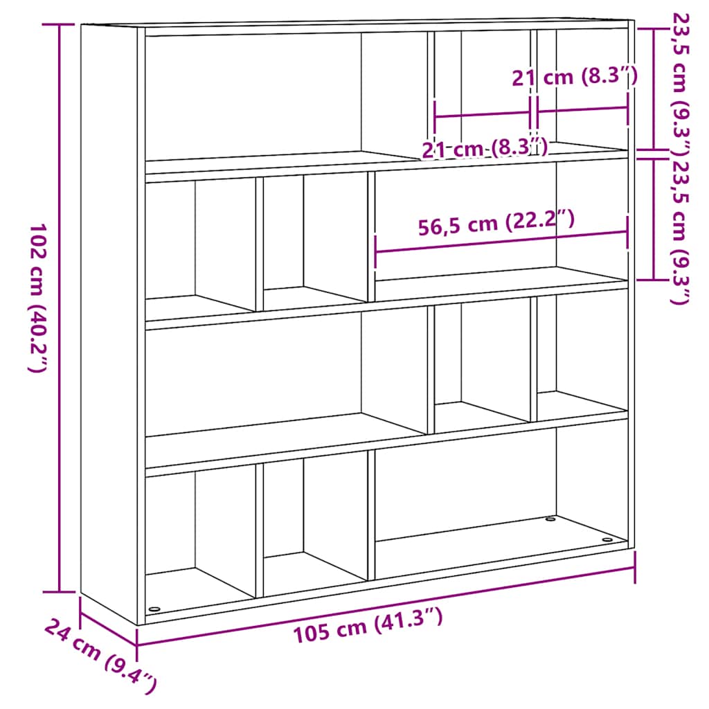 Bokskap/romdeler svart eik 105x24x102 cm