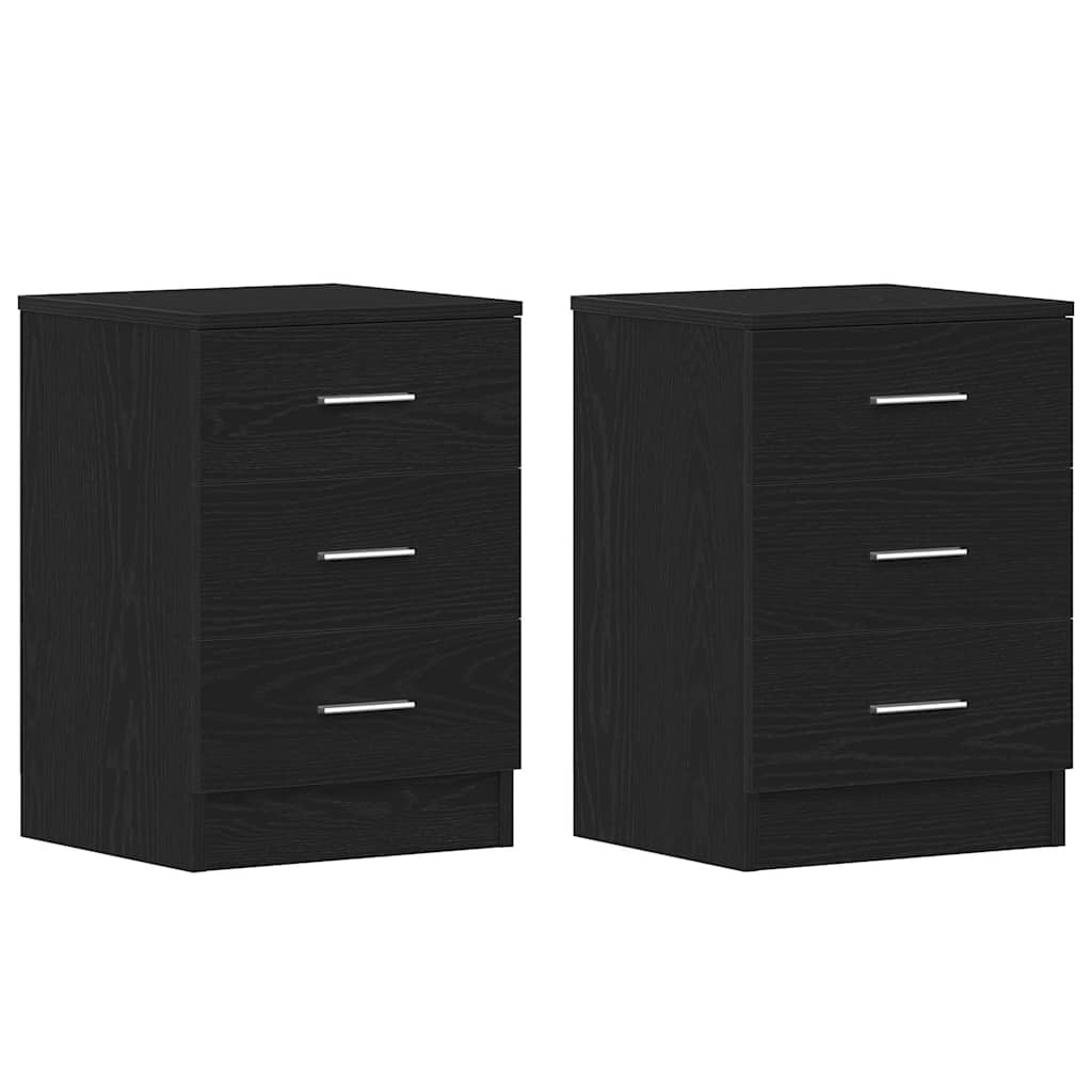 Nattbord 2 stk svart eik 38x35x55 cm konstruert tre