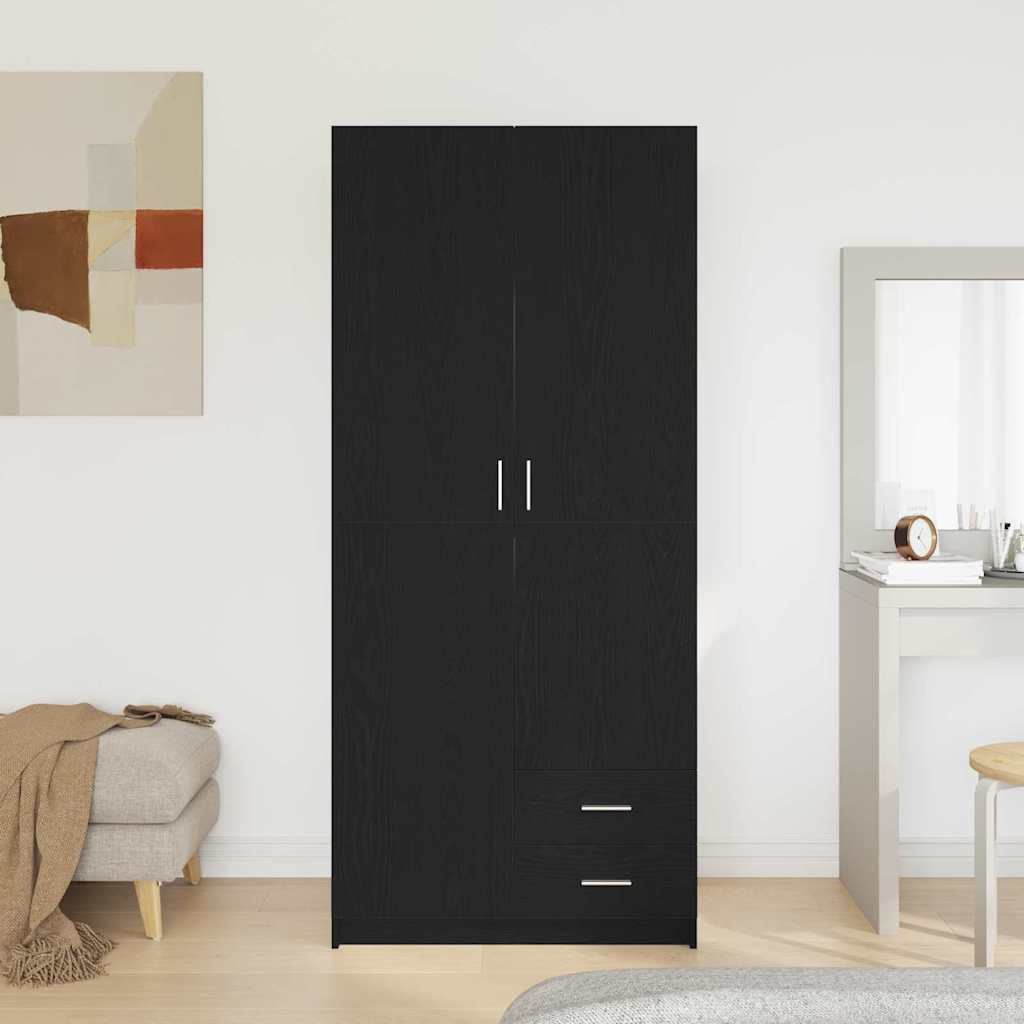 Garderobeskap med dør Svart Eik 80 x 52 x 180 cm Konstruert tre