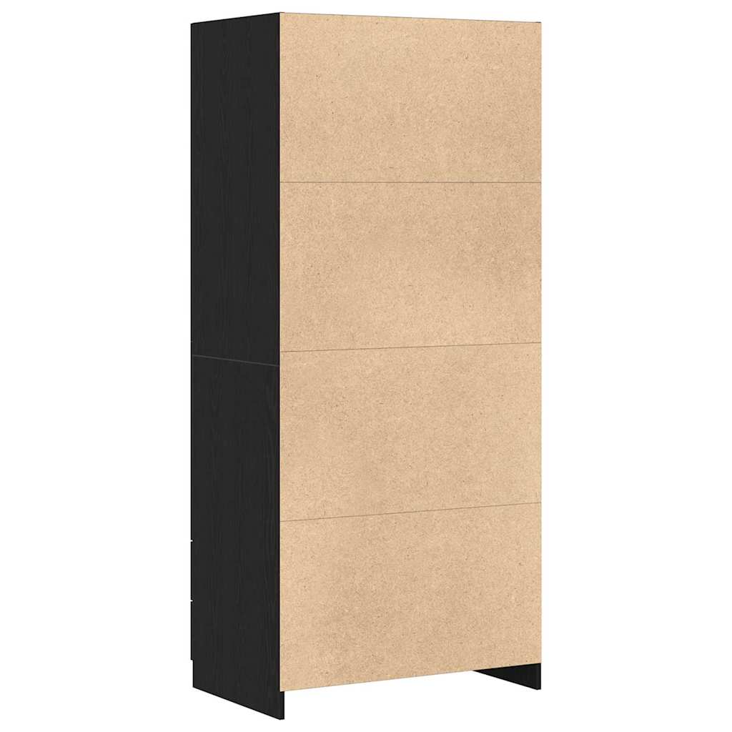 Garderobeskap med dør Svart Eik 80 x 52 x 180 cm Konstruert tre