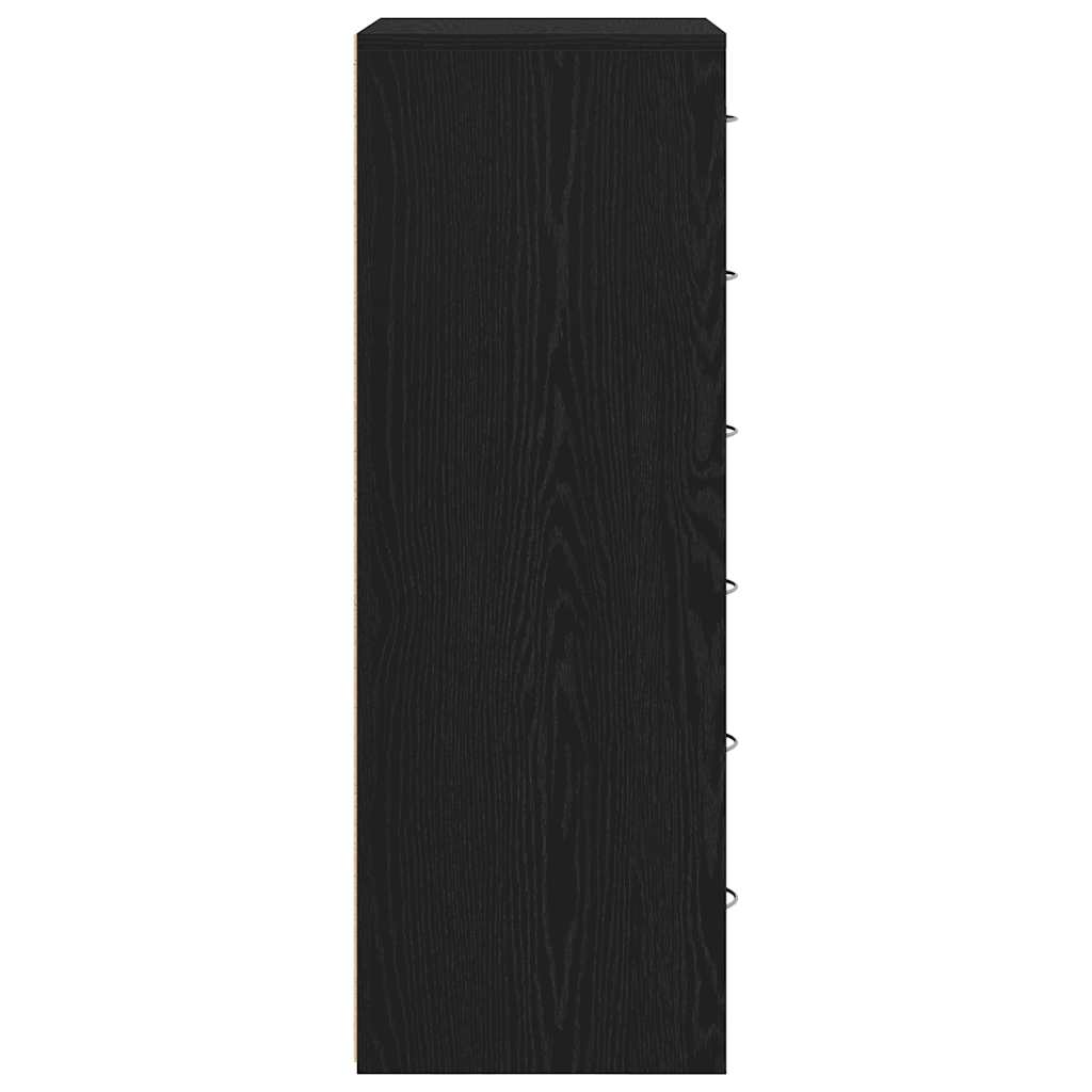 Skjenk med 6 skuffer svart eik 50x34x96 cm konstruert tre