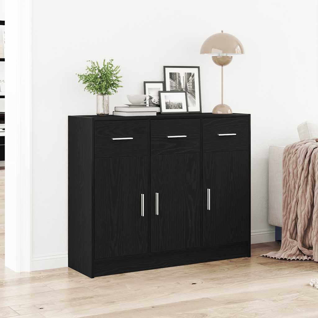 Skjenk svart eik 91x28x75 cm konstruert tre