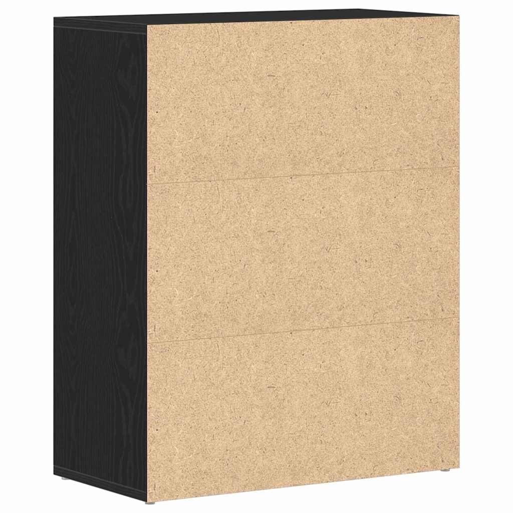 Serviesskap med skuff Svart Eik 60 x 30 x 75 cm Konstruert tre