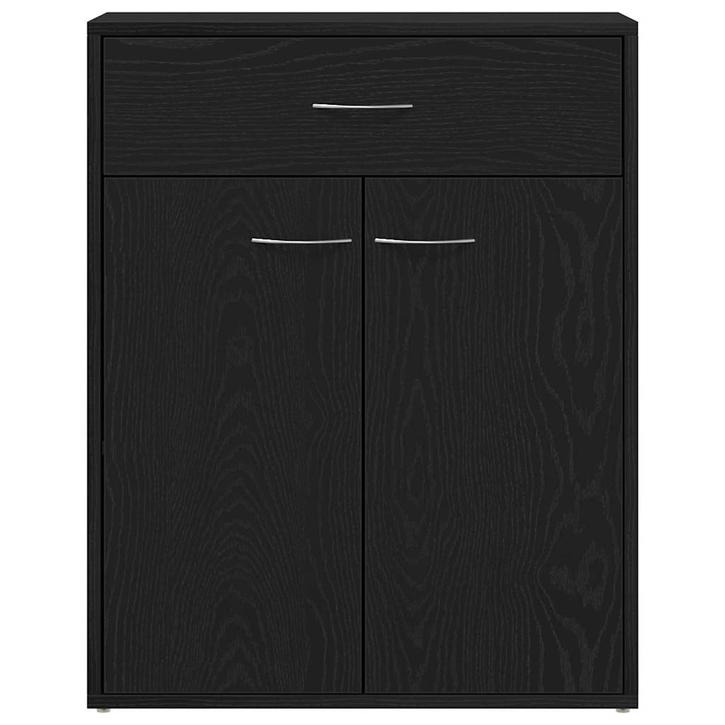 Serviesskap med skuff Svart Eik 60 x 30 x 75 cm Konstruert tre