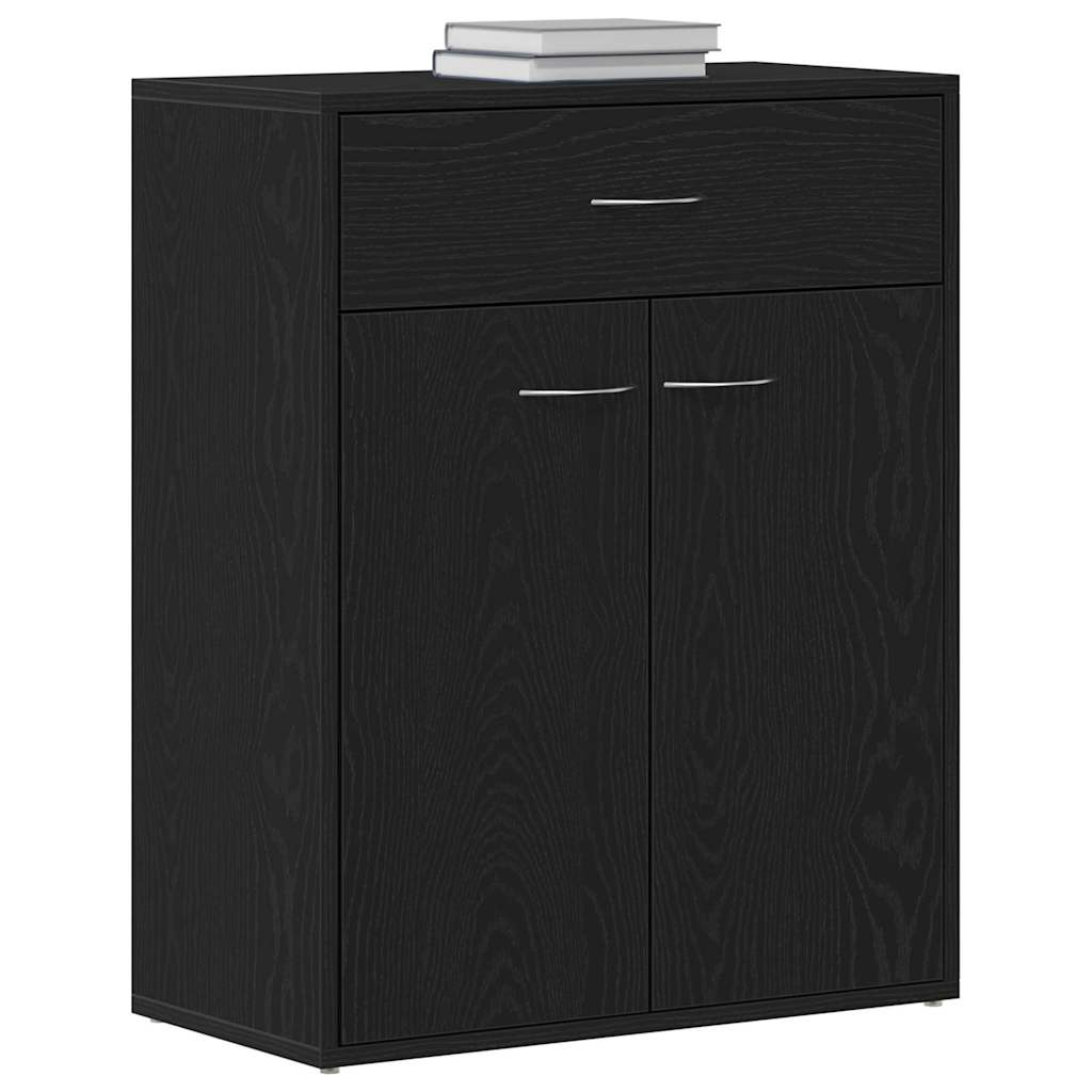 Serviesskap med skuff Svart Eik 60 x 30 x 75 cm Konstruert tre